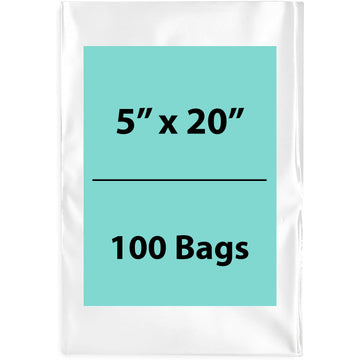 Clear Poly Bags Thickness: 4 Mil Size: 5 inch (width) X 20 inch (Height) Pack of 100 Bags
